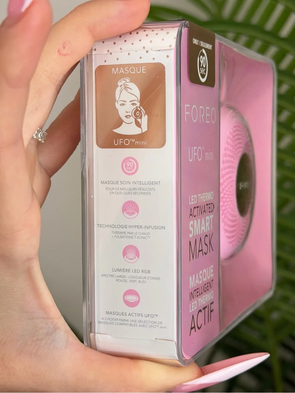 FOREO UFO mini Pink LED Thermo Smart Mask Device with Rose Gold Accent